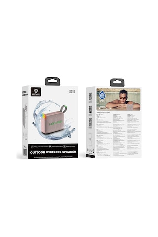 Lenyes S216 Su Geçirmez Özellikli Rgb Işıklı Askılı Mini Bluetooth Speaker Hoparlör V5.3 Pembe
