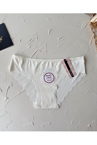 Mikro Lazer Kaşkorse Fitilli Kumaş Normal Bel Dikişsiz Slip/külot Ekru