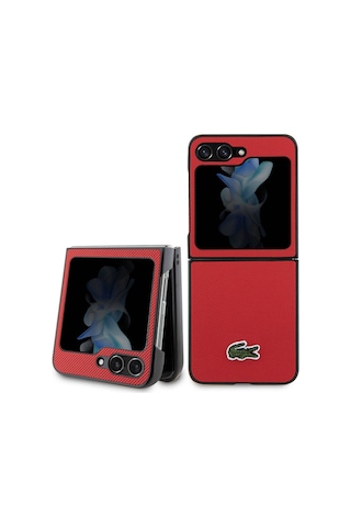 Galaxy Uyumlu Z Flip 5 Kılıf Lacoste Lisanslı Pu Pike Desenli İkonik Timsah Logolu