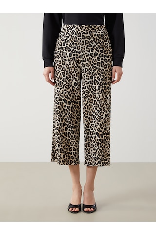 Lcwaıkıkı Classic Kahverengi Standart Fit Leopar Desenli Kadın Pantolon