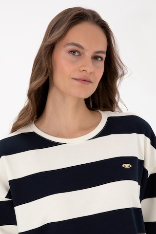 U.S. Polo Assn. Kadın Lacivert Çizgili Bisiklet Yaka Sweatshirt 50313563-VR033