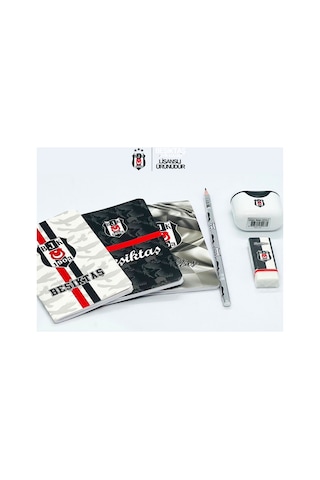 Beşiktaş Lisanslı Kırtasiye Seti, 3 Defter, Kurşun Kalem, Silgi Ve Kalemtraş Beşiktaşlı Okul Seti - Bgabjkset008