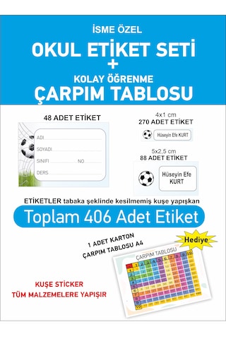 Futbol Topu Baskılı Okul Etiketi Kalem Defter Etiketi İsme Özel E