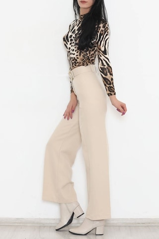 Bensu Store - Kemerli Palazzo Pantolon Bej - 24194.683. 001