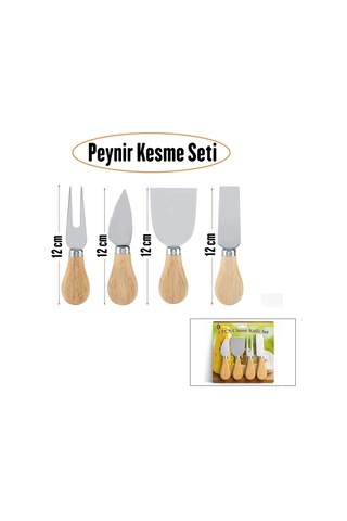 Cheese Knife Set 4pcs Peynir Bıçak Seti Ahşap Bambu Saplı Bx40 Çok Renkli
