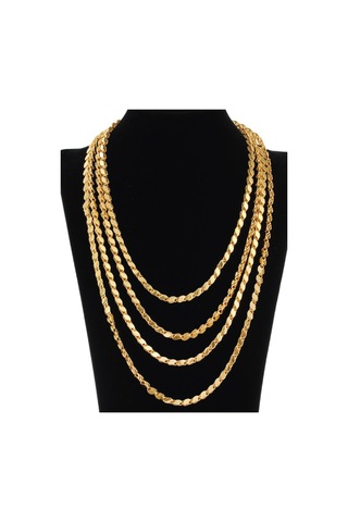 925 Ayar Gümüş Gold Altın Kaplama Pullu Zincir Kolye 4 Mm