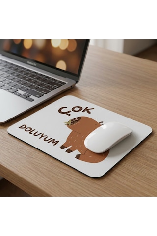 Tabloe Çok Doluyum Yazılı Eğlenceli Ofis Mouse Pad 23x19 Cm - Kaydırmaz Tabanlı Kaliteli Mousepad Gri