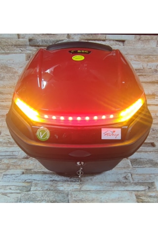 Motosiklet Arka Çanta 33lt Işıklı Stop Sağ Sol Sinyal Kırmızı Kırmızı