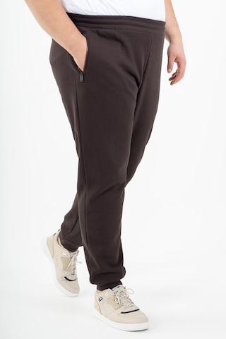 Maraton Sportswear Büyük Beden Erkek Ribana Paça Basic Kahverengi Eşofman Altı 22343-Kahverengi