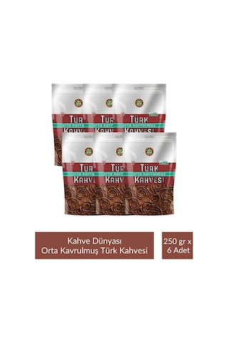 Kahve Dünyası Zıpper Türk Kahvesi Orta Kavrulmuş 250 Gr X 6 Adet Türk Kahvesi