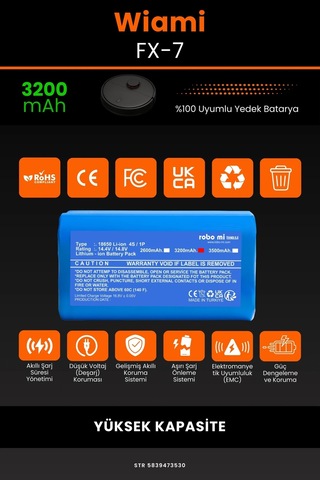 Wiami Fx 7 3200mAh Robot Süpürge Bataryası