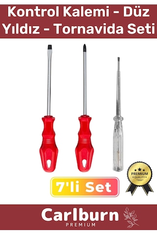 Dayanıklı Sağlam Ergonomik Vidalama Tamir Tadilat Düz Yıldız Kontrol Kalemi 3'lü Tornavida Seti