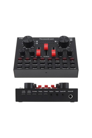 V8s Canlı Yayın Ses Kartı Kondenser Mikrofon Bluetooth Mikser Set