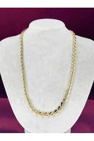 14 K Renginde Küçükten Büyüğe V Şekilli Gold Kolye Gold