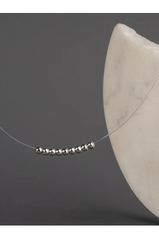 Sılverme 925 Ayar Gümüş Misina Üzerindeki Choker Takı 66121422 Gri