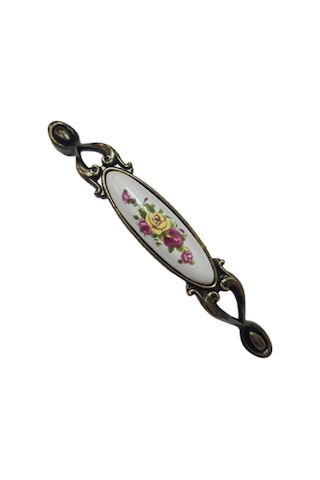 Miray 128 Mm Metal Antik Sarı Porselen Sarı Çiçekli Desenli / 5 Adet Sarı