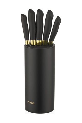 Neva N3295 Bitter Gold Silindir 6 Lı Bıçak Seti Siyah