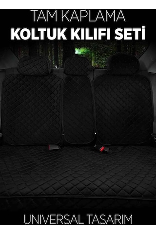 Tay Tüyü Terletmez Kumaş Oto Koltuk Kılıfı Ön Ve Arka Tam Koltuk Seti - Siyah