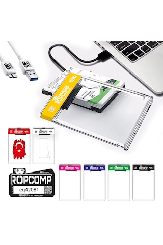 Ropcomp 2.5" Usb 3.0 Sata Harici Harddisk Kutusu Şeffaf