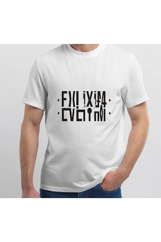 Hırsch Erkek Beyaz Oversize Katlamalı Evliyim Baskılı T-shirt Kar Beyazı