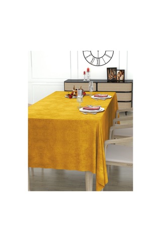 Daily Series Kadife Dokulu Safran Rengi Masa Örtüsü Safran