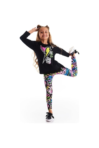 Denokids Mushi Kanatlı Şimşek Kız Tunik Tayt Takım Çok Renkli