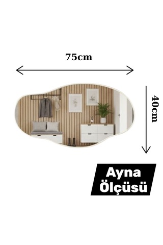 Robin Home Loft Aynalı Duvara Monte Dresuar Antre Hol 100cm Çam- Beyaz Ahşap - Beyaz