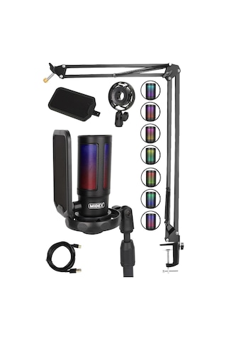 Rgb Set Usb Oyuncu Ve Yayıncı Mikrofonu Condenser Stüdyo Kayıt Gaming Tiktok Twitch Canlı Yayın Discord Youtube