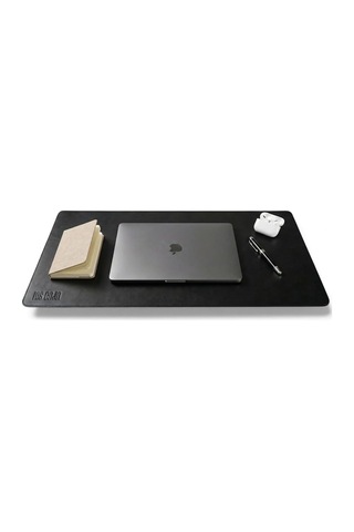 40x90 El Yapımı Deri Masa Pad - Premium Kaymaz Deri Mousepad Ve Klavye Altlığı - Sümen Masa Matı Siyah