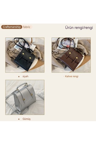 Retro Kadın Üç Taşımalı Sırt Çantası-siyah Siyah