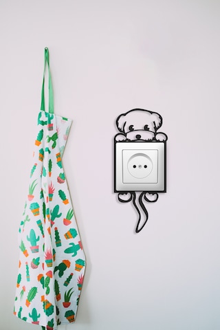 Sevimli Köpek Priz Çerçevesi Mdf Duvar Dekorasyon Ürünü