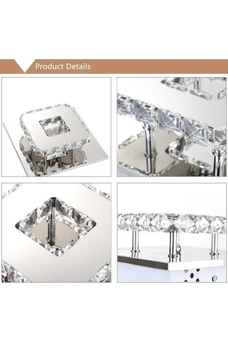 Novahub Beyaz Modern Kristal Kare Yüzük Tavan Işığı, 12w Led, Gömme Montaj, Restoran/koridor/aydınlatma Beyaz