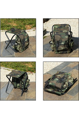Yuntech01 Kamuflaj Taşınabilir Masaüstü Sandalye - 600d Oxford Kumaş + Çelik - 32x28x34cm - Doğa, Balıkçılık, Yürüyüş İçin Kolay Çıkarabilir Sırt Çantası Sandalye Çok Renkli