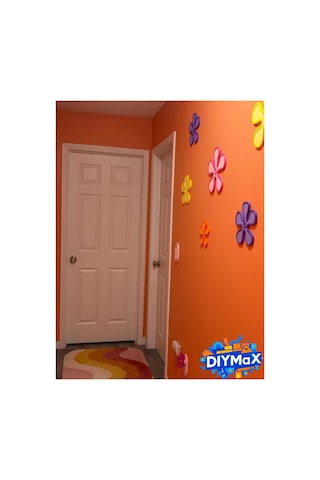 Süngerbob Tasarımlı Çiçek Duvar Dekoru Süsü - 4'lü Renkli Set 12 Cm Çap - Sari Sarı