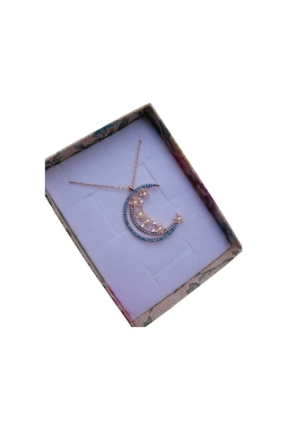 Modahilye 925 Ayar Gümüş Ayyıldız Özel Tasarım Rozegold Renk Kolye Rose Gold