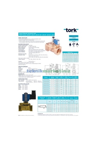 1/2" Normalde Kapalı Solenoid Valf 0,5 - 16 Bar Tork S1010.03.145