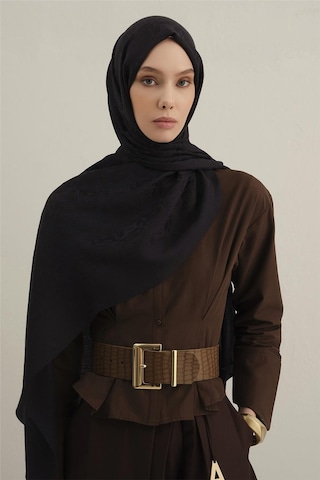 Armine Lyocell Naia Kare Monogram Şal 6 03 Siyah
