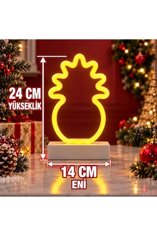 1 Adet Neon Led Işıklı Ananas Işıklı Yılbaşı Ağacı Süsleri Pıneapple Led Light Işıklı Noel Dekoru Diğer