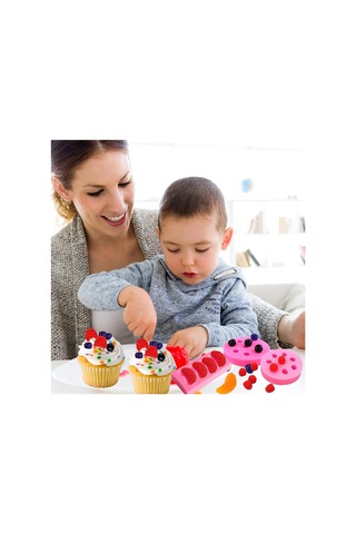 Pxcl 5 Adet Meyve Silikon Kalıp Fondan Meyve Şekilli Jöle Kalıpla Pembe