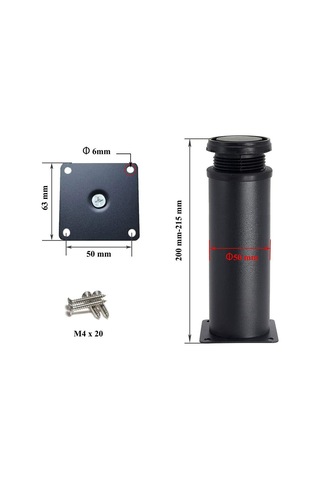Mufunye 4 Ayarlanabilir Siyah Ayak 200mm Yükseklik Kalınlaştırmak Dolap Ayakları Masa Ayakları Mobilya Ayakları, Paslanmaz Çelik Ayarlanabilir Yükseklik 0-15mm Paslanmaz Çelik Vidalarla Birlikte Gelir