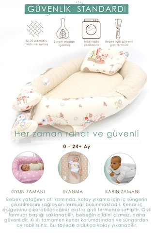 Babynest Ortopedik Bebek Yatağı, Anne Yanı Bebek Yatağı, Ergonomik Tasarım, Animal Serisi