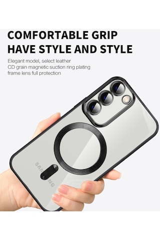 Teknomoda Samsung Galaxy Uyumlu S20 Fe Kılıf Kamera Lens Korumalı Renkli Magsafe Şeffaf Silikon