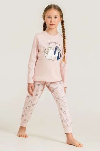 Moda Dua Rolypoly Rp3902-g Kız Çocuk Uzun Kol Pijama Takım Pudra