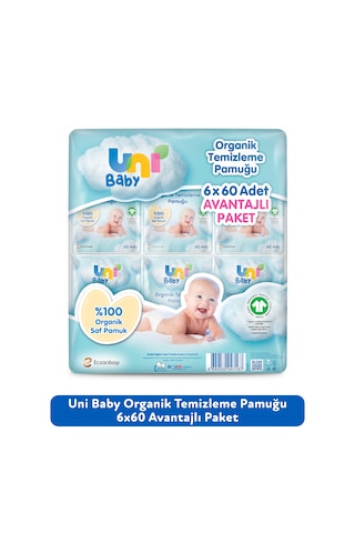 Uni Baby Bebek Temizleme Pamuğu 6 x 60'lı