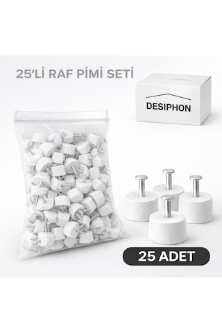 Çivili Raf Pimi Beyaz 25 Adet Dolap Ve Raf Sabitleme Pimi Dayanıklı Plastik Raf Destek Aparatı Beyaz
