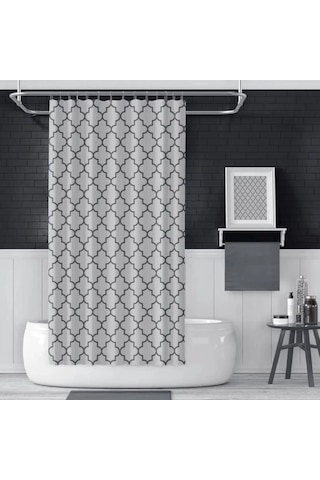 Banyo Perdesi 1x100x200 Tek Kanat Duş Perdesi Halka Hediyeli Duşakabin Perdesi 2111 Gri