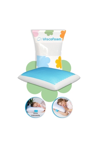 Viscofoam Evva Terletmeyen Ortopedik Yastık Serinleten Visco Yastık Jelli Yastık 59x39x13 CM