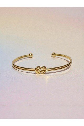 Altın Kaplama Aşk Düğümü Kelepçe Bilezik - Minimalist Sonsuzluk Düğümü Kadın Kelepçe Bileklik Gold