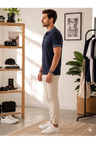 Erkek Lacivert Polo Yaka T-shirt