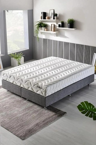 Niron Slim Pocket Yatak Seti - 140x190 Çift Kişilik Paket Yaylı Yatak, Metal Baza Ve Başlık Takımı